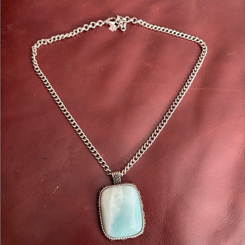 Lucky Brand Silver Necklace with Blue Pendant
